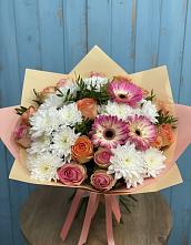 Букет цветов из:  Розы, Герберы и Хризантемы в Копанище