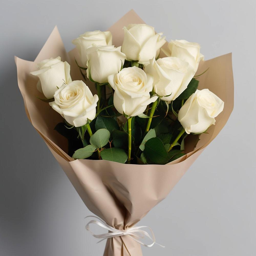 Букет 9 Белых роз Эдлесс Лав в Копанище