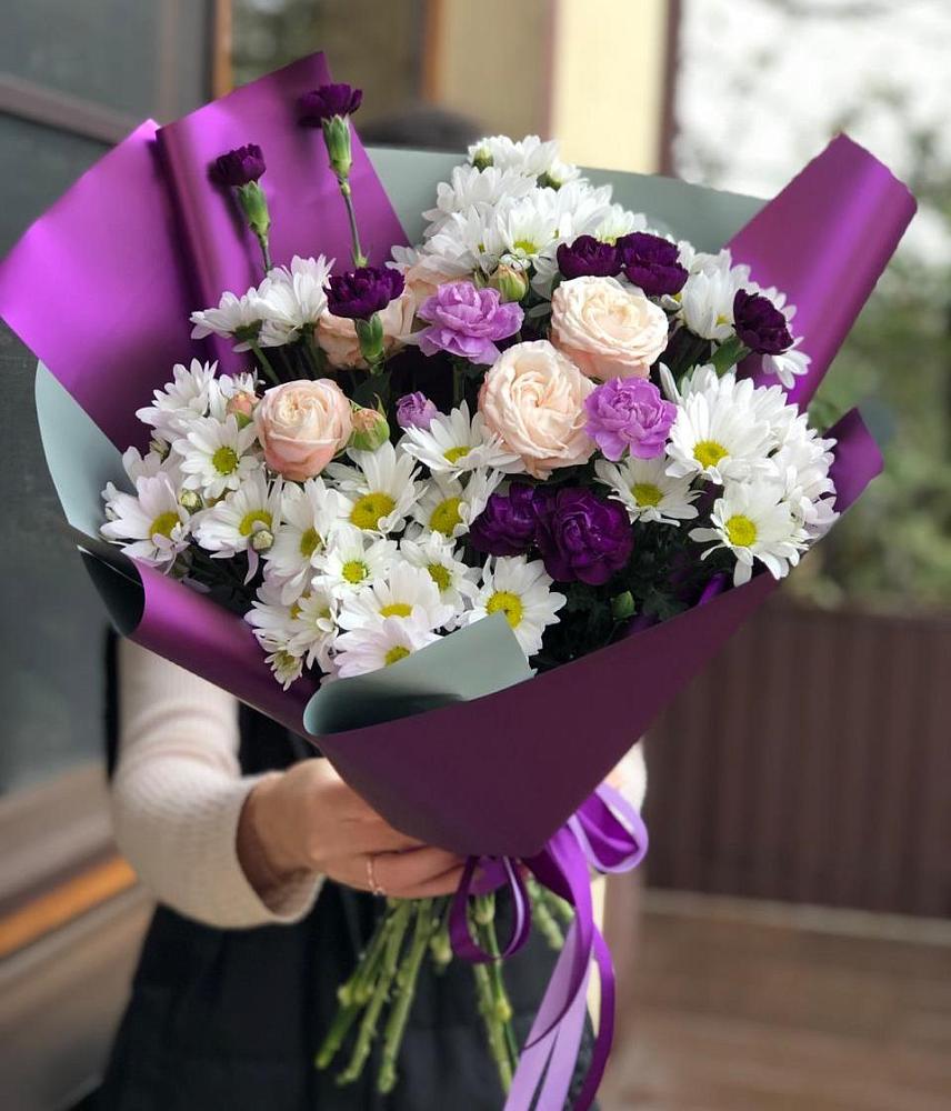 Букет цветов из: Хризантемы, Гвоздики и Розы в Копанище