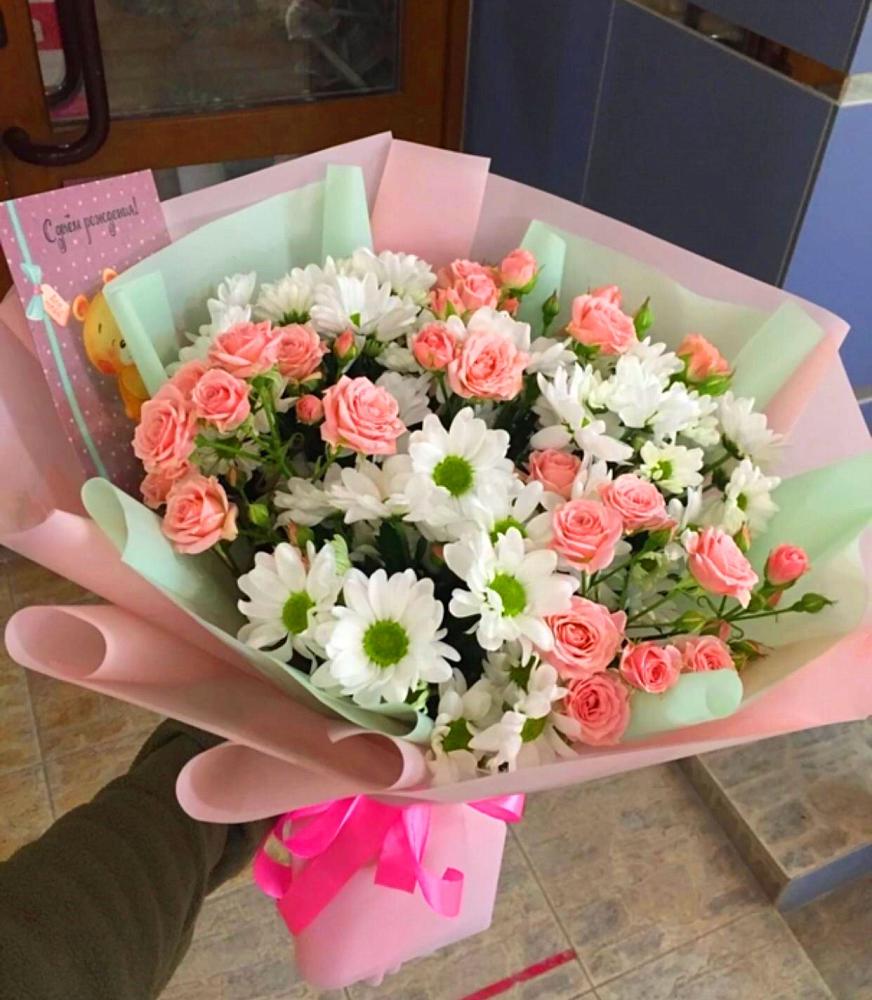 Букет цветов из: Розы и Хризантемы в Копанище