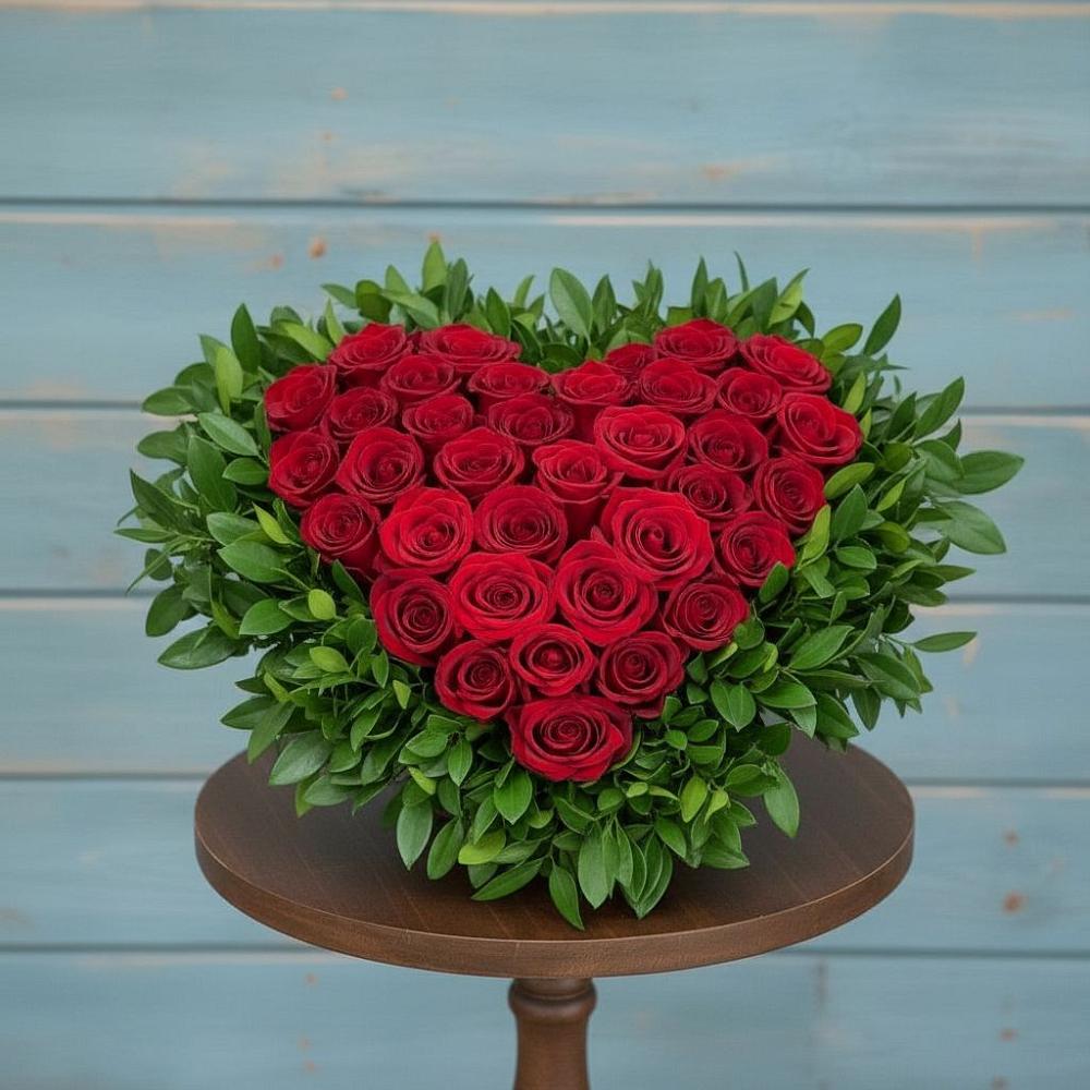 Цветочная композиция из Розы в виде сердца в Копанище