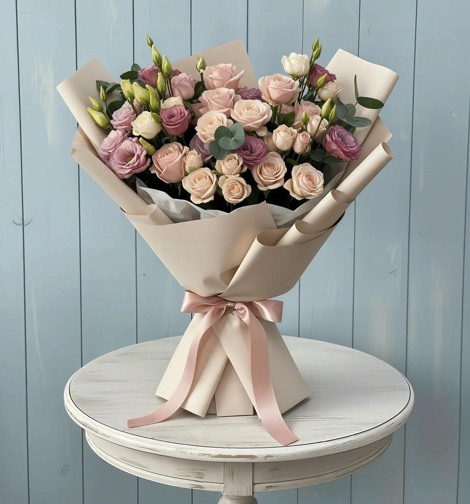 Букет цветов из: Розы и Лизиантусы в Копанище