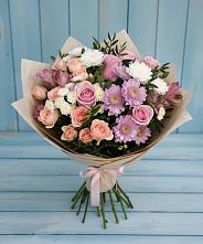 Букет цветов из:  Хризантемы, Розы и Альстромерии в Копанище