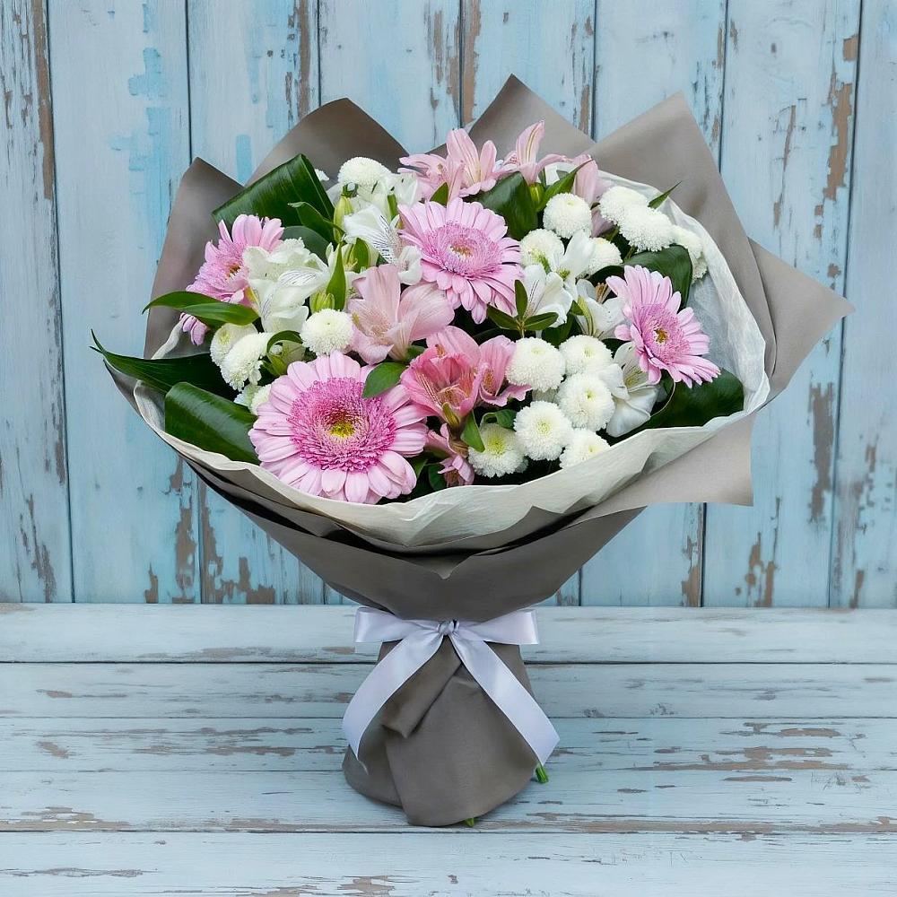 Букет цветов из: Герберы, Альстромерии и Хризантемы в Копанище