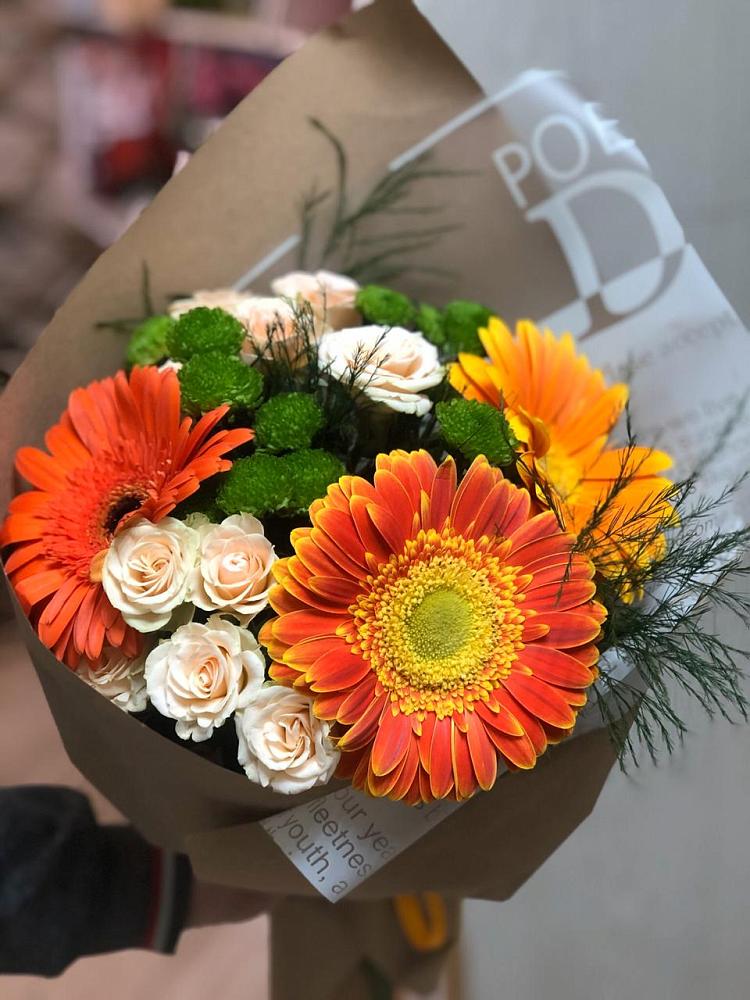 Букет цветов из: Герберы, Хризантемы и Розы в Копанище