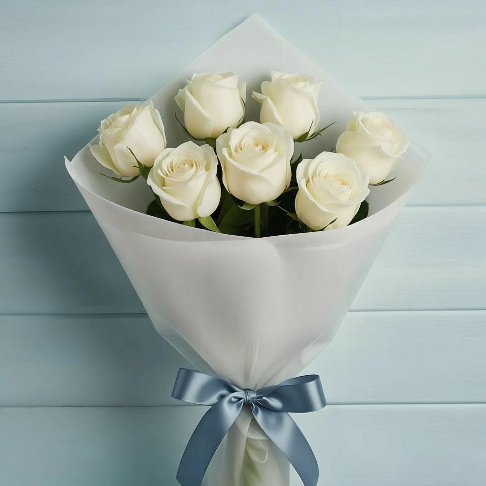 Букет 7 Белых роз Эдлесс Лав в Копанище