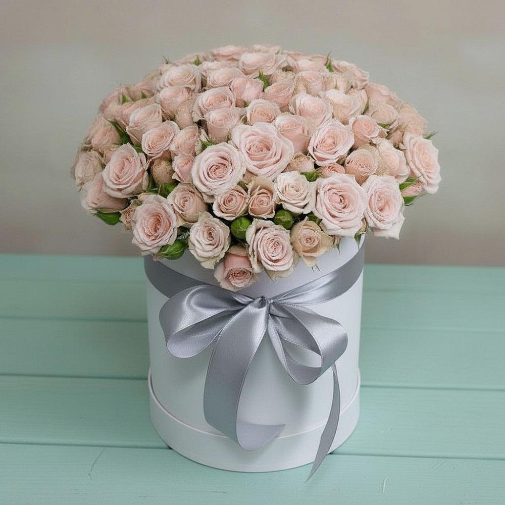 Цветочная композиция из Розы в шляпной коробке в Копанище